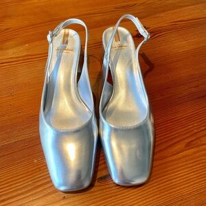Sam Edelman Terra Women's Slingback, Silver, size 8, Metallic, Chic